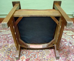 Bottom of chair showing paper label.